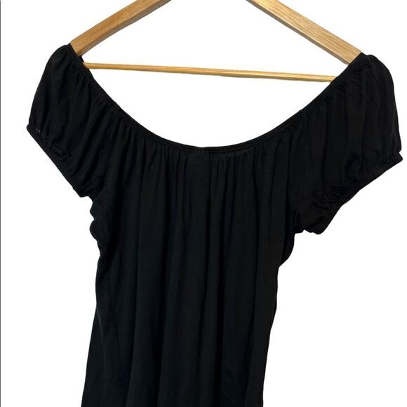 TNA Black Wide Elastic Shoulder Light Short Sleeve Top S - Picture 3 of 8